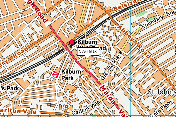 NW6 5UX map - OS VectorMap District (Ordnance Survey)