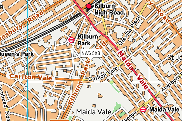 NW6 5XB map - OS VectorMap District (Ordnance Survey)