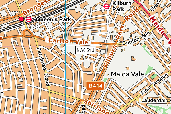 NW6 5YU map - OS VectorMap District (Ordnance Survey)