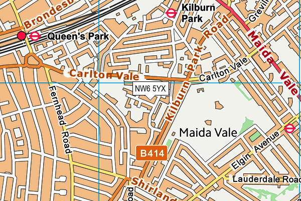 NW6 5YX map - OS VectorMap District (Ordnance Survey)