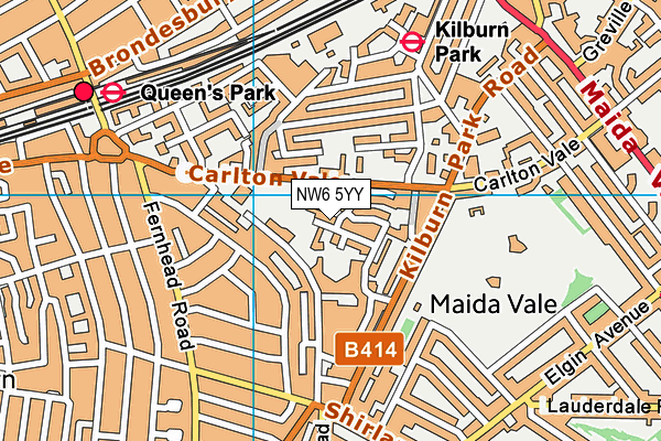 NW6 5YY map - OS VectorMap District (Ordnance Survey)