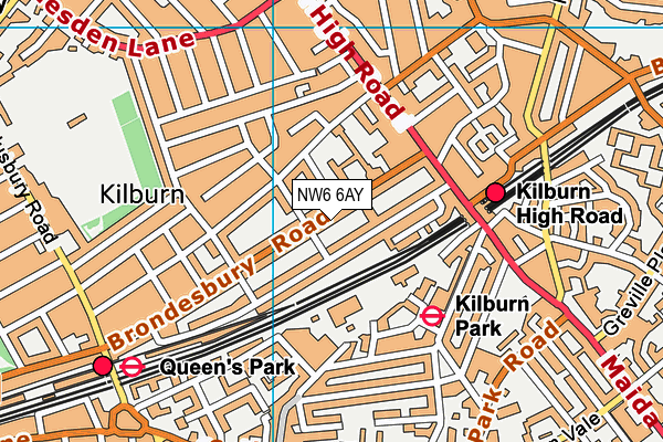 NW6 6AY map - OS VectorMap District (Ordnance Survey)