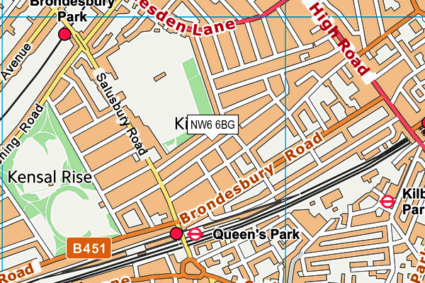 NW6 6BG map - OS VectorMap District (Ordnance Survey)