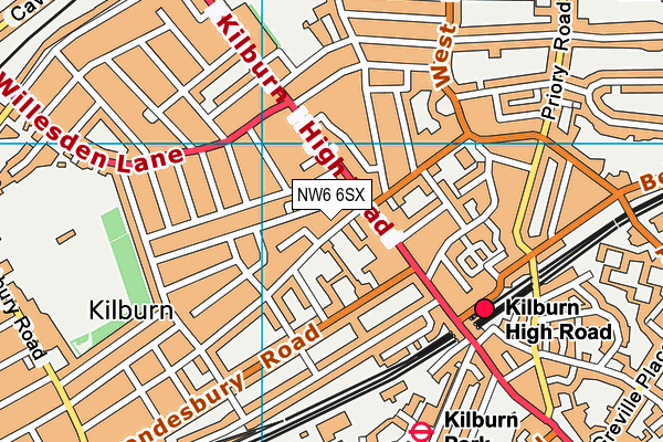 NW6 6SX map - OS VectorMap District (Ordnance Survey)