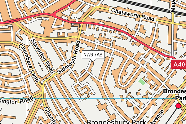 NW6 7AS map - OS VectorMap District (Ordnance Survey)