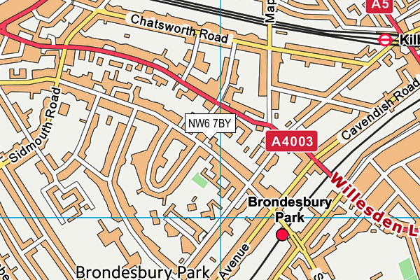 NW6 7BY map - OS VectorMap District (Ordnance Survey)