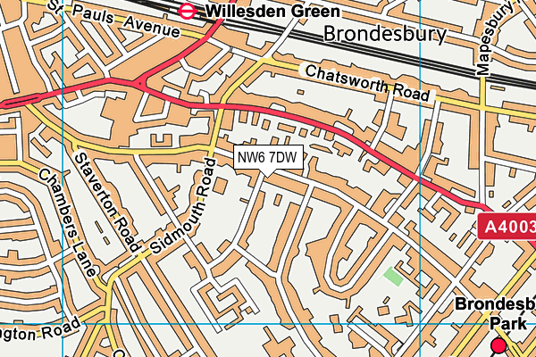 NW6 7DW map - OS VectorMap District (Ordnance Survey)