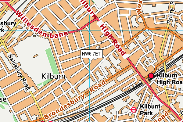 Charteris (Kilburn) Sports Centre map (NW6 7ET) - OS VectorMap District (Ordnance Survey)
