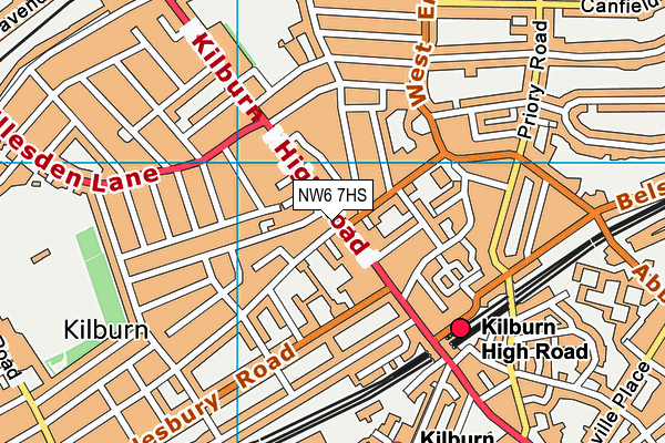 NW6 7HS map - OS VectorMap District (Ordnance Survey)