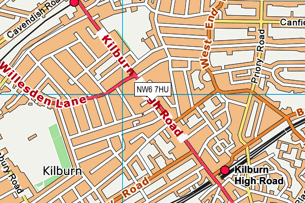 NW6 7HU map - OS VectorMap District (Ordnance Survey)