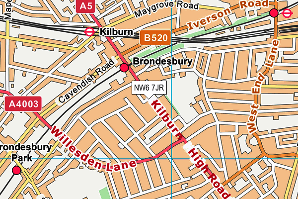 Map of 2 BLENHEIM GARDENS NW2 (FREEHOLD) LIMITED at district scale