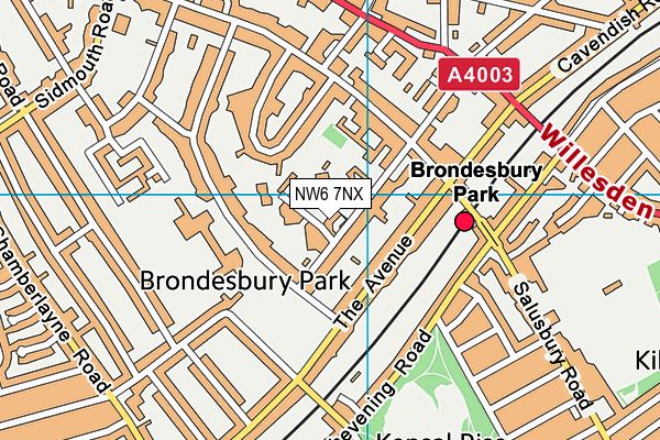 NW6 7NX map - OS VectorMap District (Ordnance Survey)