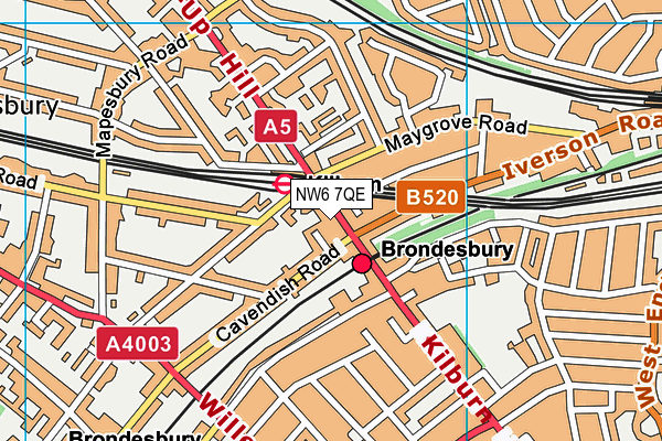 NW6 7QE map - OS VectorMap District (Ordnance Survey)