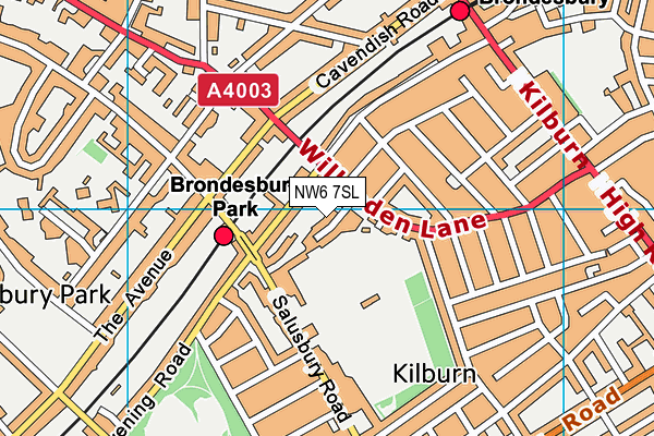 NW6 7SL map - OS VectorMap District (Ordnance Survey)