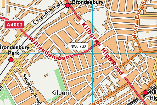 NW6 7SX map - OS VectorMap District (Ordnance Survey)
