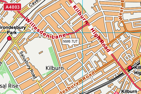 NW6 7UT map - OS VectorMap District (Ordnance Survey)