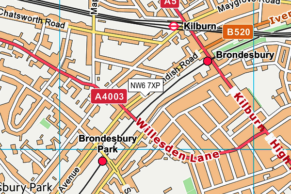 NW6 7XP map - OS VectorMap District (Ordnance Survey)