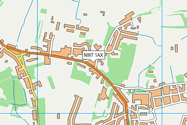 NW7 1AX map - OS VectorMap District (Ordnance Survey)