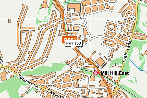 NW7 1BB map - OS VectorMap District (Ordnance Survey)