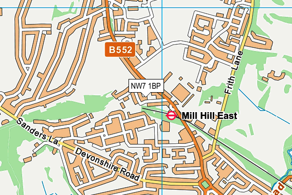 NW7 1BP map - OS VectorMap District (Ordnance Survey)