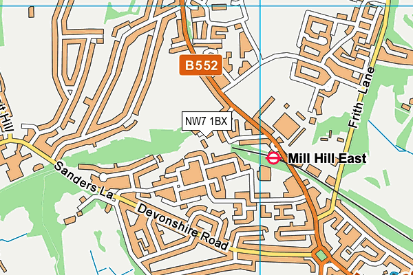 NW7 1BX map - OS VectorMap District (Ordnance Survey)
