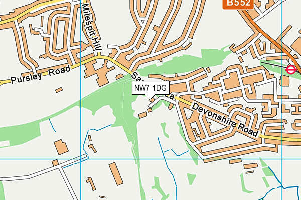 NW7 1DG map - OS VectorMap District (Ordnance Survey)