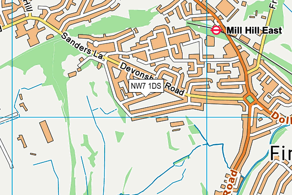 NW7 1DS map - OS VectorMap District (Ordnance Survey)