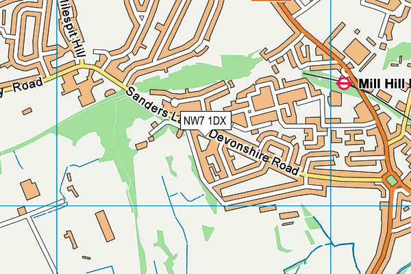 NW7 1DX map - OS VectorMap District (Ordnance Survey)