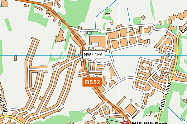 NW7 1FA map - OS VectorMap District (Ordnance Survey)