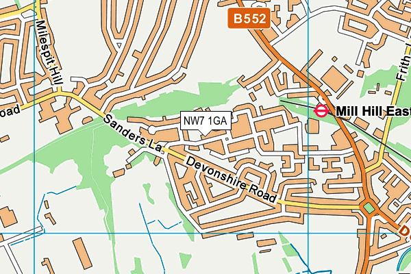 NW7 1GA map - OS VectorMap District (Ordnance Survey)