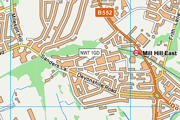 NW7 1GD map - OS VectorMap District (Ordnance Survey)