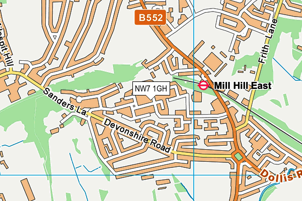 NW7 1GH map - OS VectorMap District (Ordnance Survey)