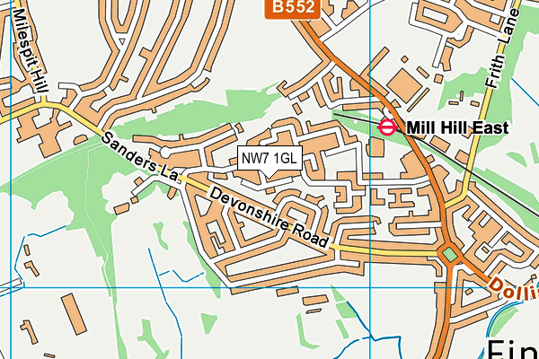 NW7 1GL map - OS VectorMap District (Ordnance Survey)