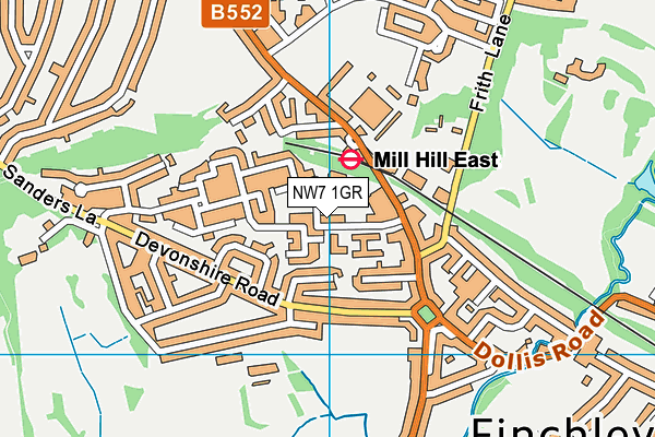 NW7 1GR map - OS VectorMap District (Ordnance Survey)