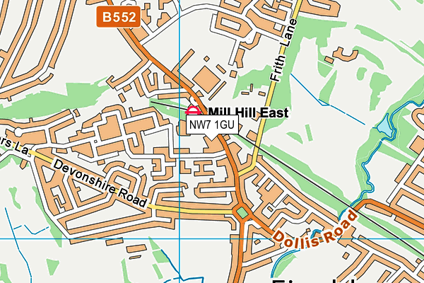 Virgin Active (Mill Hill) map (NW7 1GU) - OS VectorMap District (Ordnance Survey)