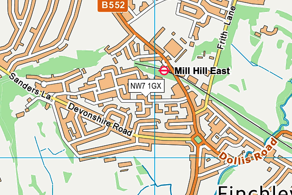 NW7 1GX map - OS VectorMap District (Ordnance Survey)