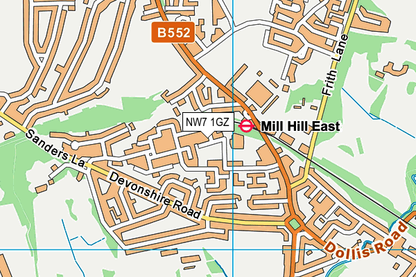 NW7 1GZ map - OS VectorMap District (Ordnance Survey)