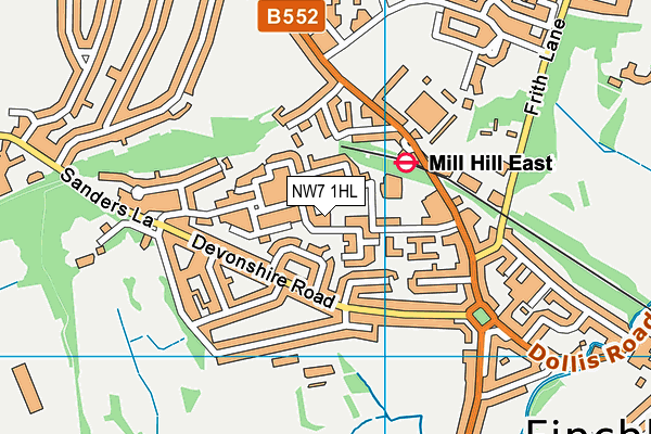 NW7 1HL map - OS VectorMap District (Ordnance Survey)