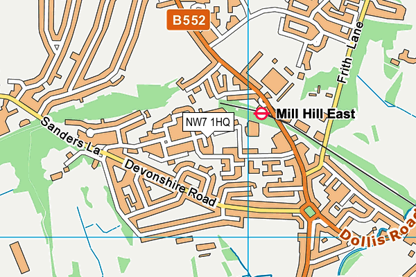 NW7 1HQ map - OS VectorMap District (Ordnance Survey)