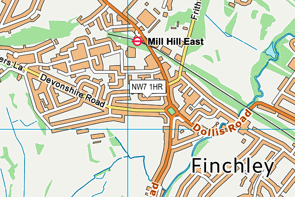 NW7 1HR map - OS VectorMap District (Ordnance Survey)