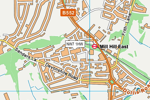 NW7 1HW map - OS VectorMap District (Ordnance Survey)