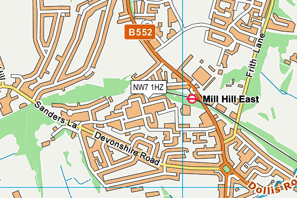 NW7 1HZ map - OS VectorMap District (Ordnance Survey)