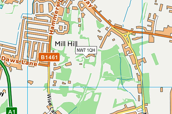 NW7 1QH map - OS VectorMap District (Ordnance Survey)