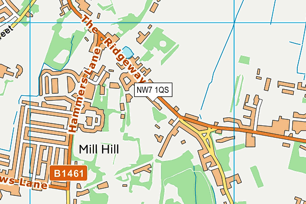 Mill Hill School Sports Centre map (NW7 1QS) - OS VectorMap District (Ordnance Survey)