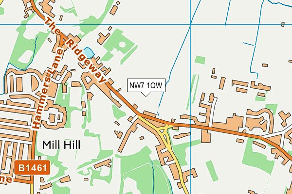 NW7 1QW map - OS VectorMap District (Ordnance Survey)