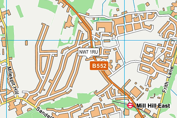 NW7 1RU map - OS VectorMap District (Ordnance Survey)