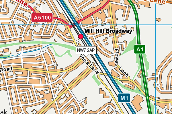 NW7 2AP map - OS VectorMap District (Ordnance Survey)