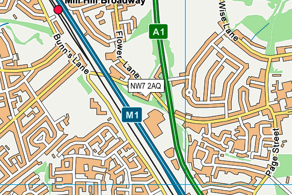 NW7 2AQ map - OS VectorMap District (Ordnance Survey)