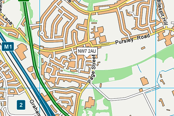 NW7 2AU map - OS VectorMap District (Ordnance Survey)