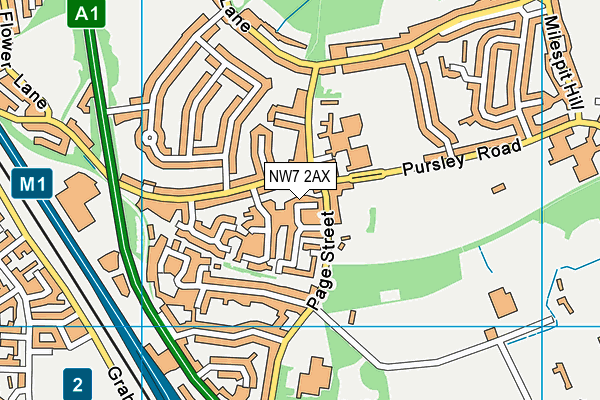 NW7 2AX map - OS VectorMap District (Ordnance Survey)